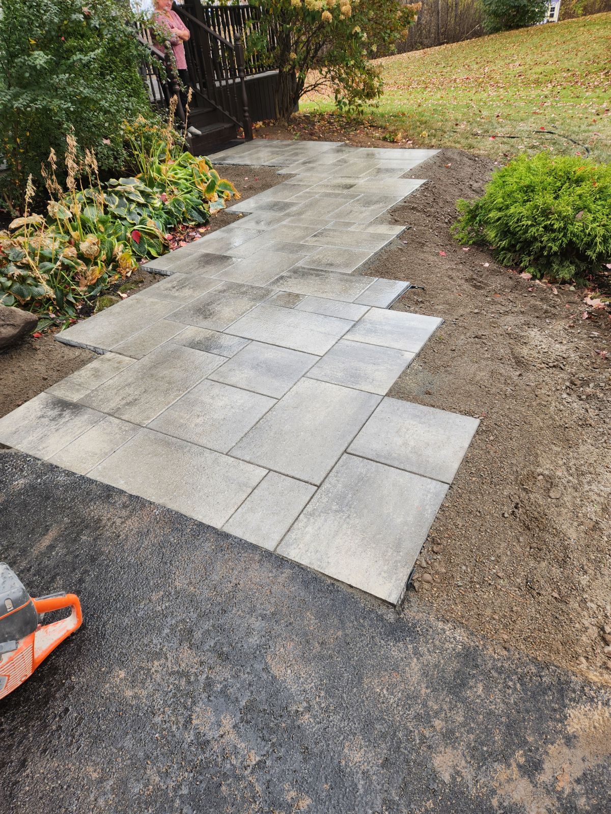 Large paver walkway installation