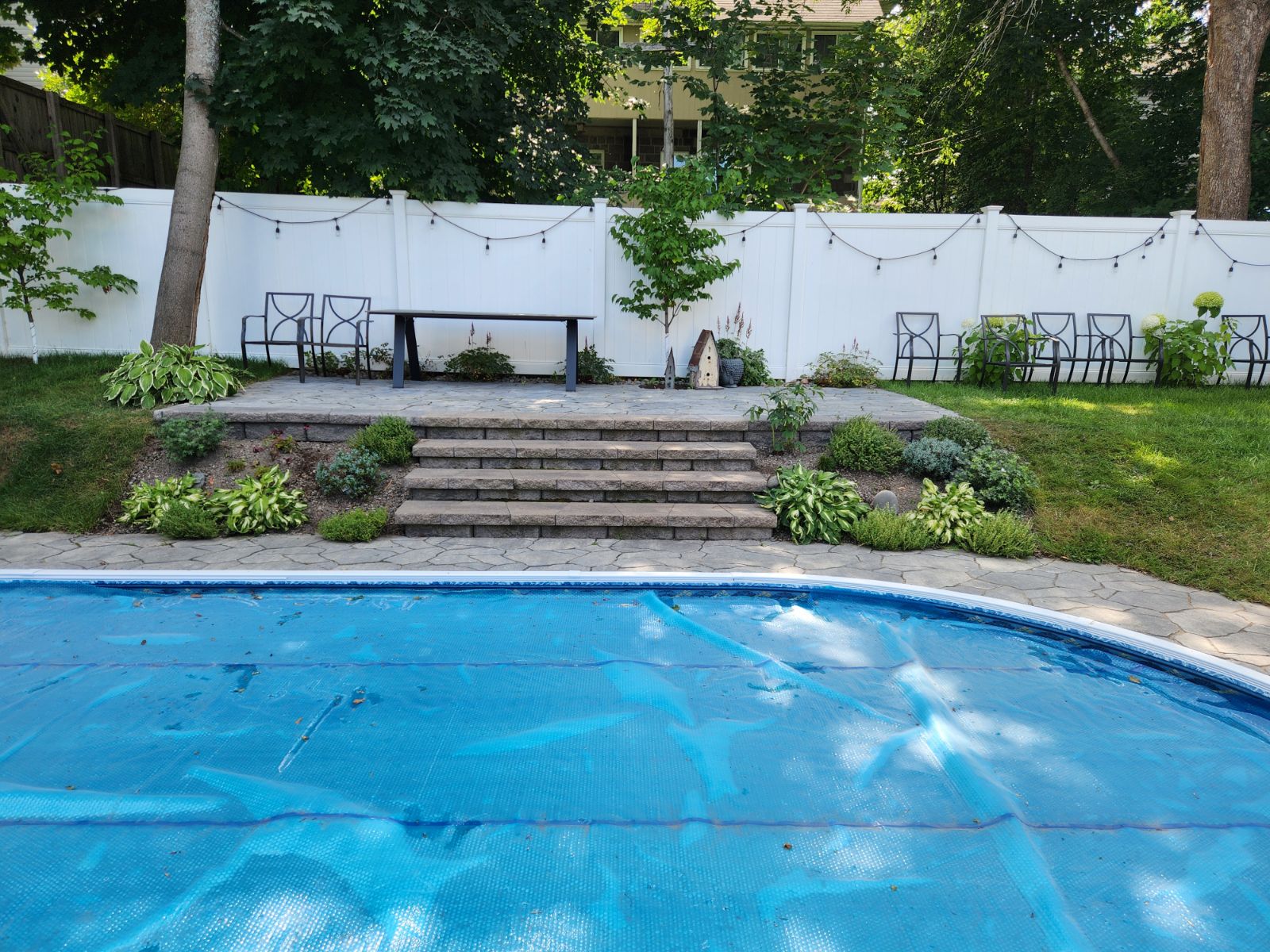 Hardscape construction including patio, steps, and retaining walls